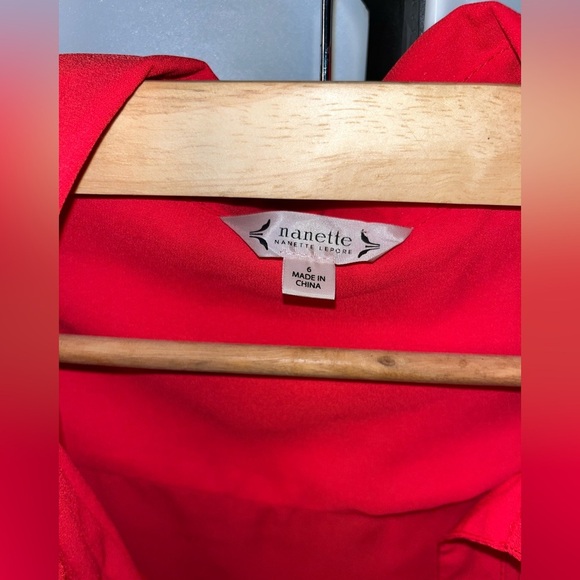 Nanette Lepore Red Dress 6 Pintuck Pleat A-line Button Down Chiffon - Picture 7 of 9